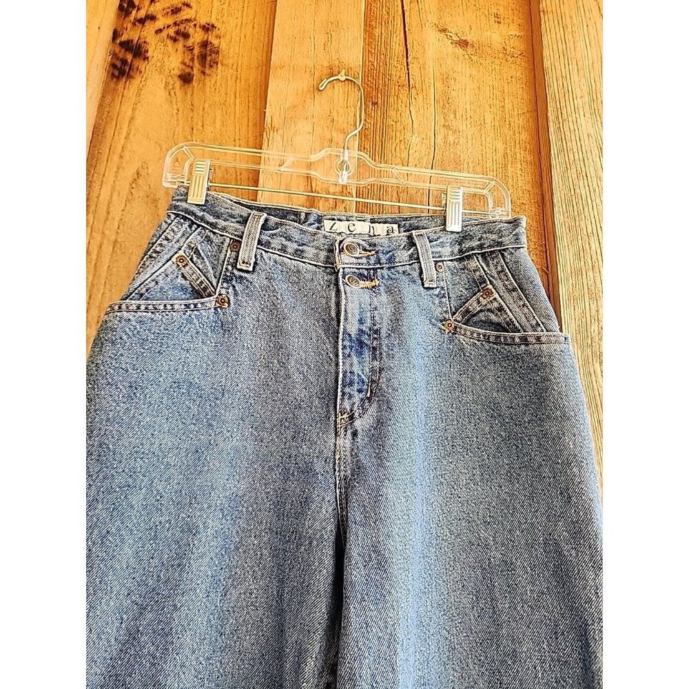 VTG Zena Jeans High Waisted Tapered Leg Denim Mom Jeans‎ Light Wash Sz 10T Y2K